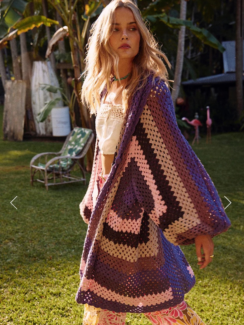 Chasing Unicorns Colorado Girl Short Crochet Cardigan in Purple Multi